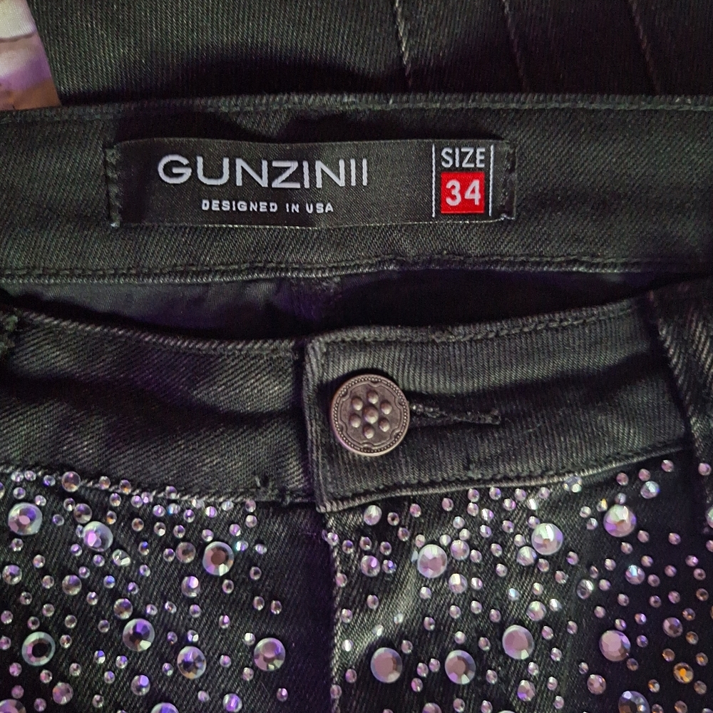 Gunzini Embellished Dark Green Bootcut Jeans
